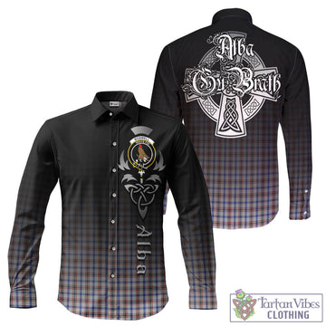 Boswell Tartan Long Sleeve Button Up Featuring Alba Gu Brath Family Crest Celtic Inspired