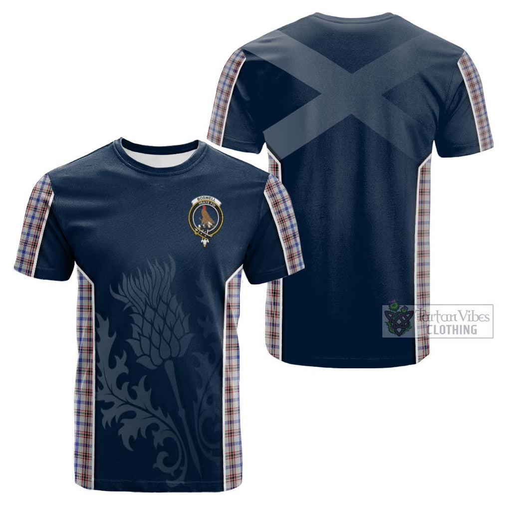 Tartan Vibes Clothing Boswell Tartan Cotton T-shirt with Family Crest and Scottish Thistle Vibes Sport Style