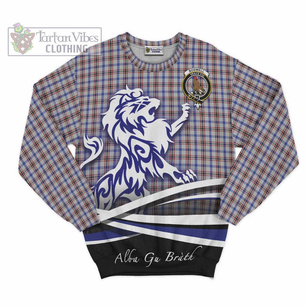 Boswell Tartan Sweatshirt with Alba Gu Brath Regal Lion Emblem - Tartanvibesclothing Shop