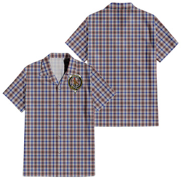 Boswell Tartan Short Sleeve Button Down Shirt with Family Crest