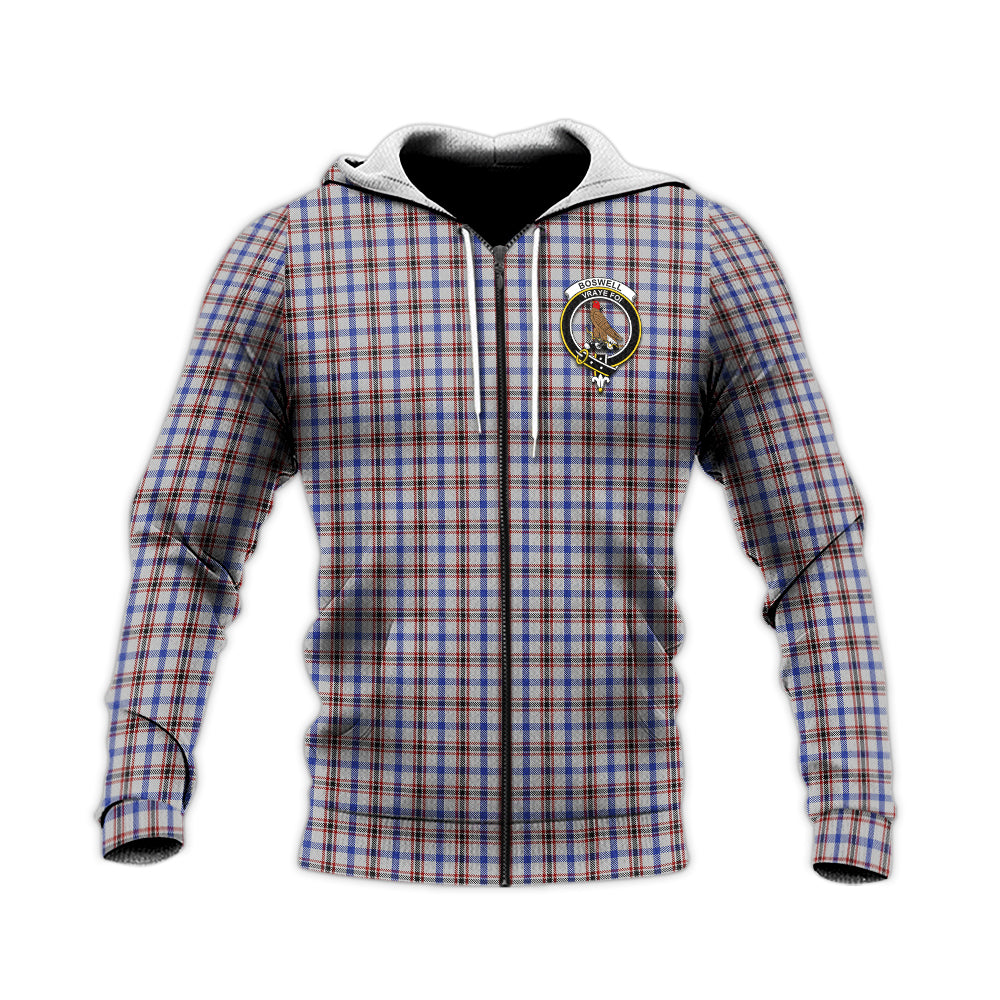 Boswell Tartan Knitted Hoodie with Family Crest Unisex Knitted Zip Hoodie - Tartanvibesclothing