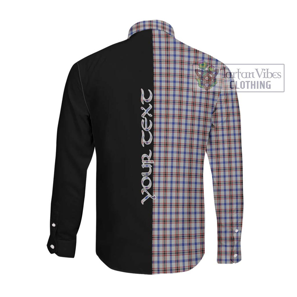 Boswell Tartan Long Sleeve Button Shirt with Family Crest and Half Of Me Style Men's Shirt - Tartanvibesclothing Shop