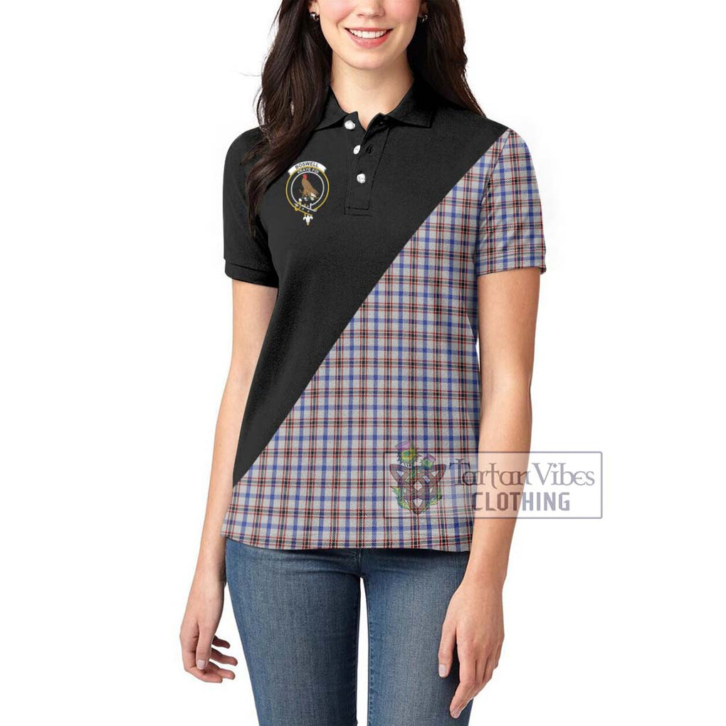 Boswell Tartan Women's Polo Shirt with Family Crest and Military Logo Style - Tartanvibesclothing Shop