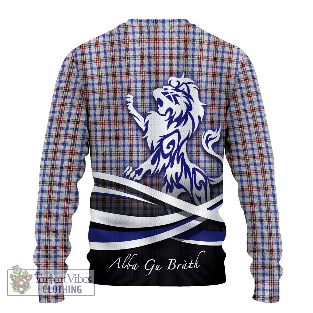 Boswell Tartan Knitted Sweater with Alba Gu Brath Regal Lion Emblem - Tartanvibesclothing Shop