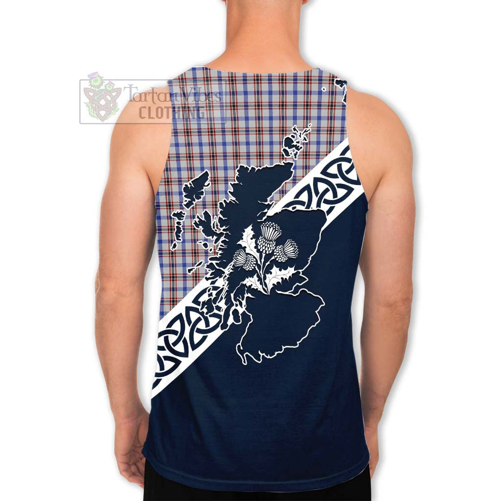 Tartan Vibes Clothing Boswell Tartan Men's Tank Top Featuring Thistle and Scotland Map