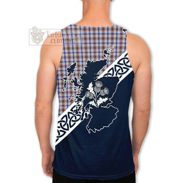 Boswell Tartan Men's Tank Top Featuring Thistle and Scotland Map