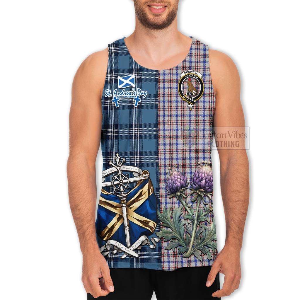 Tartan Vibes Clothing Boswell Tartan Men's Tank Top Happy St. Andrew's Day Half Tartan Style