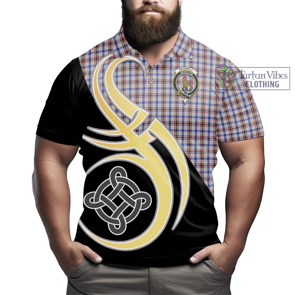 Boswell Tartan Polo Shirt with Family Crest and Celtic Symbol Style - Tartan Vibes Clothing