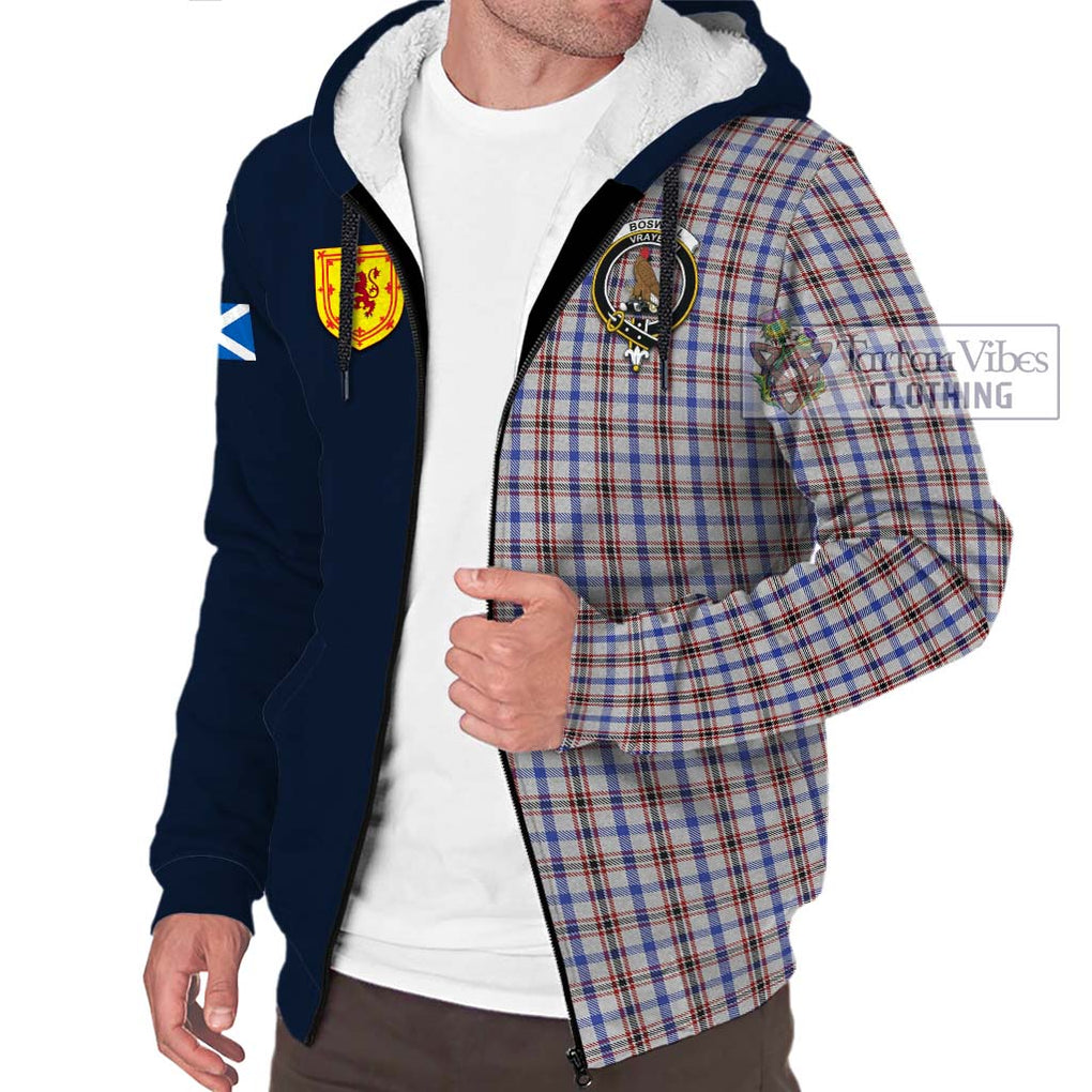 Tartan Vibes Clothing Boswell Tartan Sherpa Hoodie with Scottish Lion Royal Arm Half Style