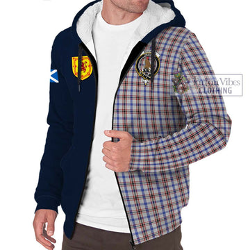 Boswell Tartan Sherpa Hoodie Alba with Scottish Lion Royal Arm Half Style