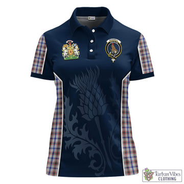 Boswell Tartan Women's Polo Shirt with Family Crest and Scottish Thistle Vibes Sport Style