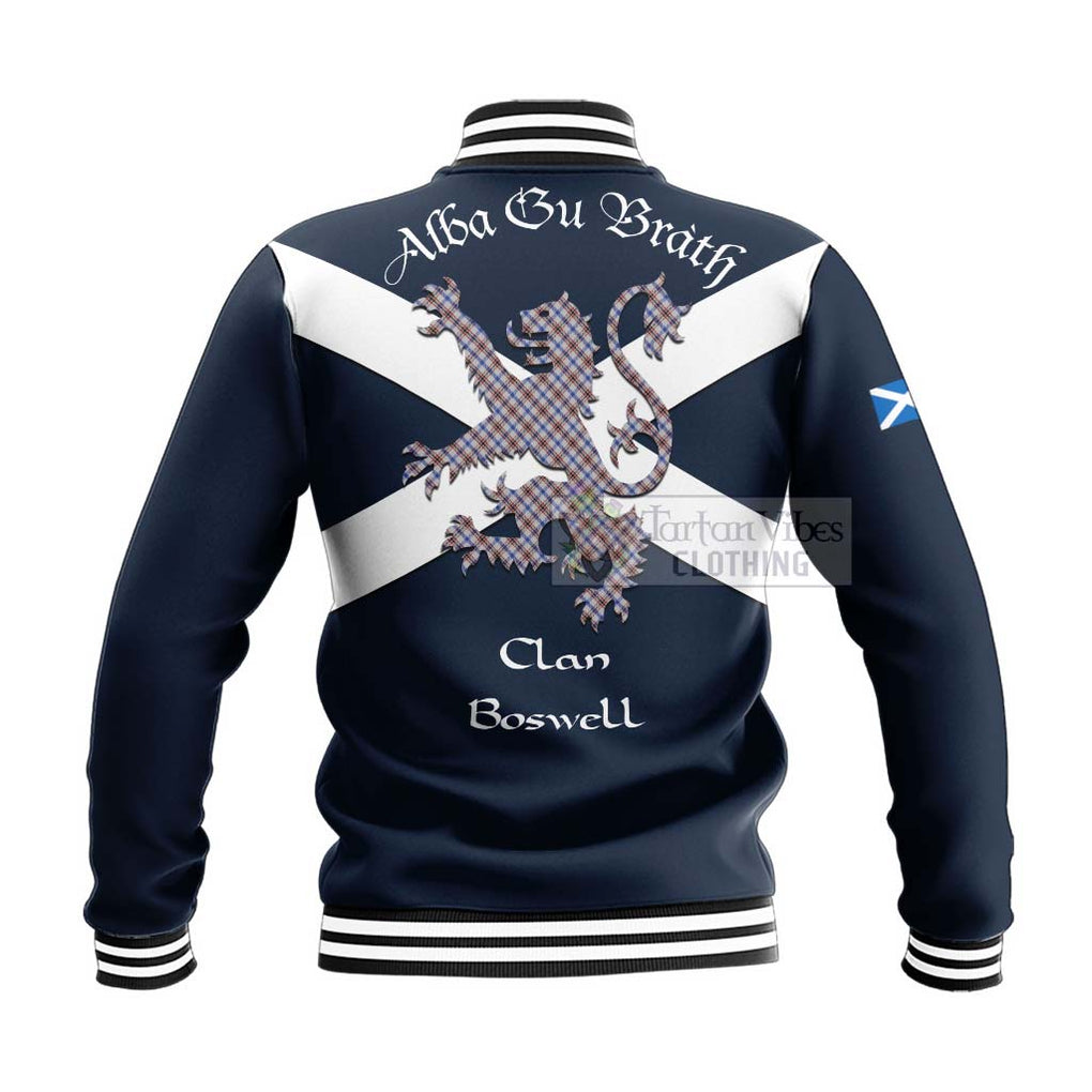 Tartan Vibes Clothing Boswell Tartan Lion Rampant Baseball Jacket – Proudly Display Your Heritage with Alba Gu Brath and Clan Name