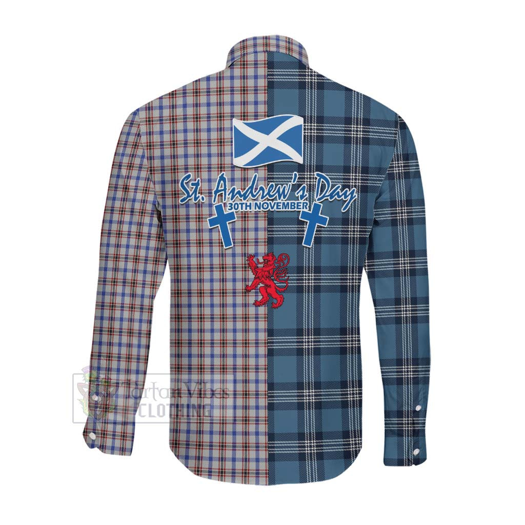 Tartan Vibes Clothing Boswell Tartan Long Sleeve Button Shirt Happy St. Andrew's Day Half Tartan Style