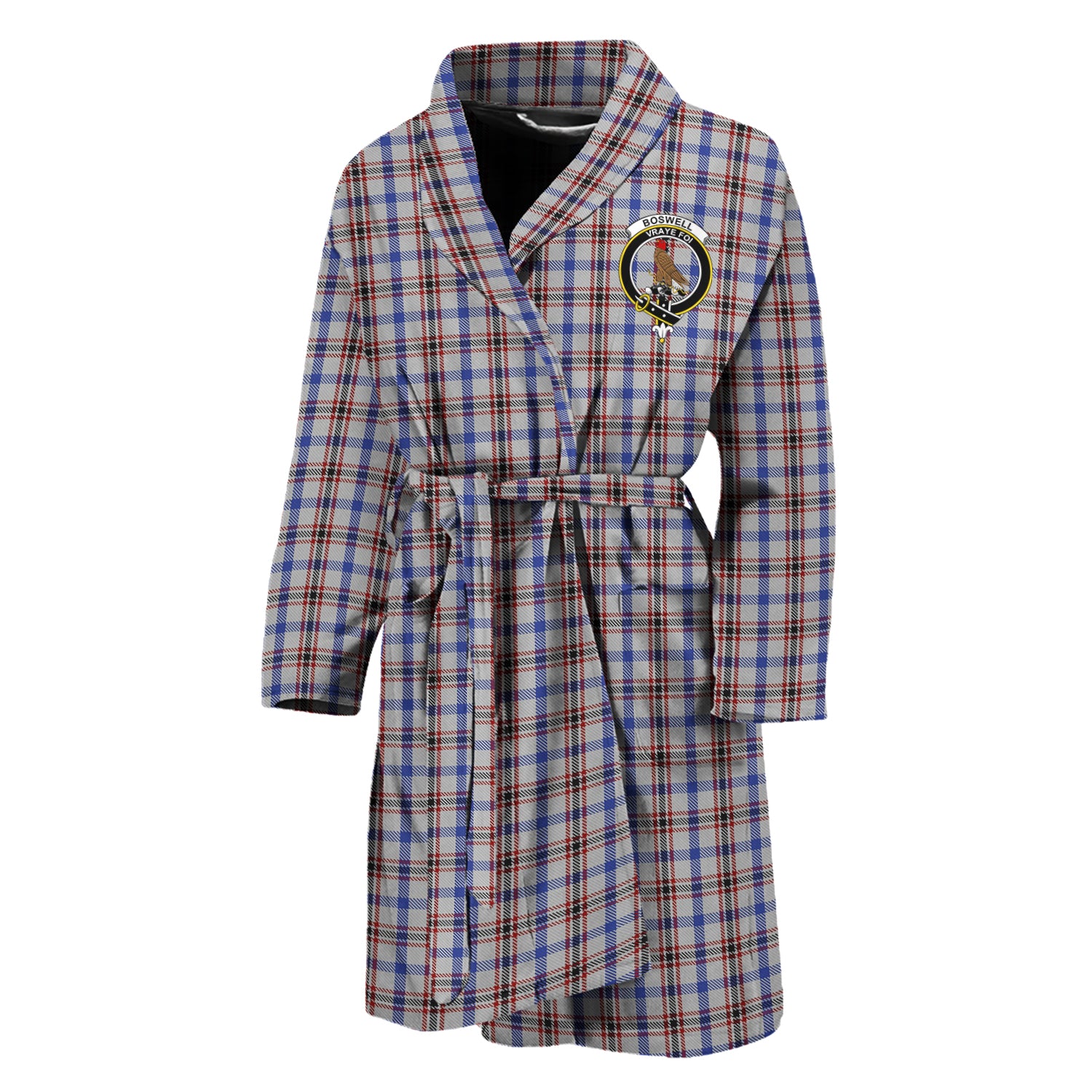 Boswell Tartan Bathrobe with Family Crest Unisex M - Tartan Vibes Clothing