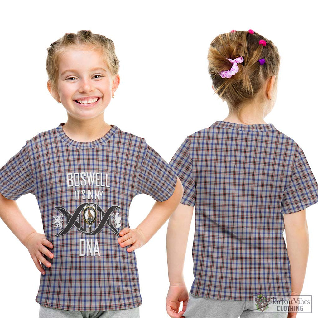 Boswell Tartan Kid T-Shirt with Family Crest DNA In Me Style - Tartanvibesclothing Shop