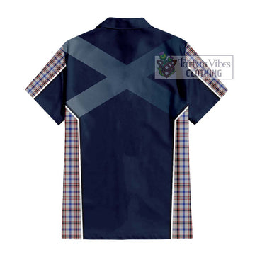 Boswell Tartan Short Sleeve Button Shirt with Family Crest and Lion Rampant Vibes Sport Style