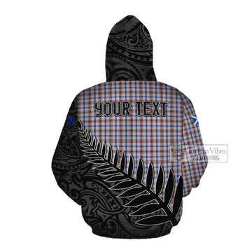Boswell Crest Tartan Cotton Hoodie with New Zealand Silver Fern Half Style Pullover Hoodie - Tartan Vibes Clothing