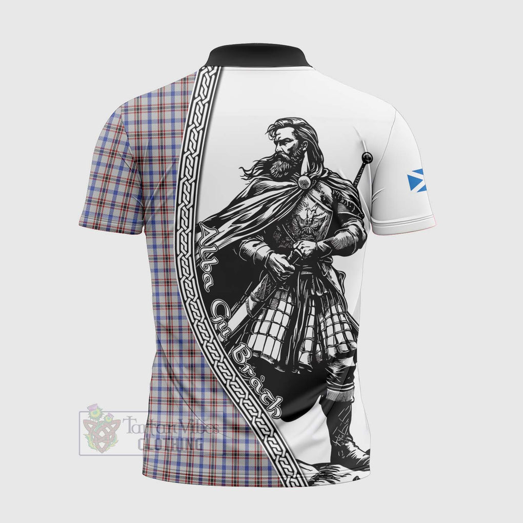 Tartan Vibes Clothing Boswell Tartan Clan Crest Zipper Polo Shirt with Highlander Warrior Celtic Style