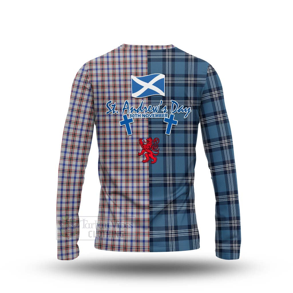 Tartan Vibes Clothing Boswell Tartan Long Sleeve T-Shirt Happy St. Andrew's Day Half Tartan Style