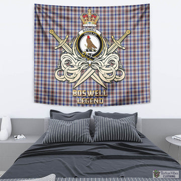 Boswell Tartan Tapestry with Clan Crest and the Golden Sword of Courageous Legacy