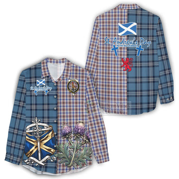 Boswell Tartan Women's Casual Shirt Happy St. Andrew's Day Half Tartan Style