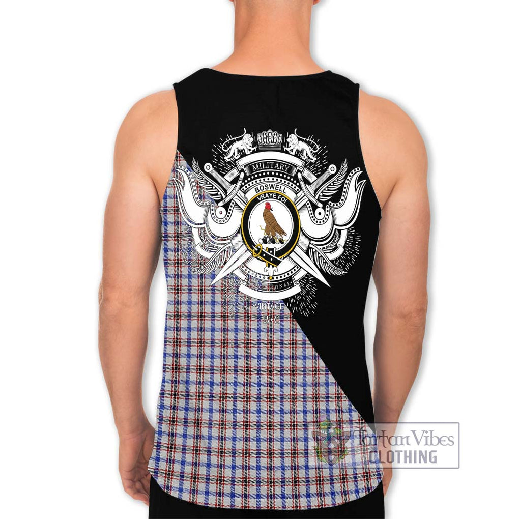 Boswell Tartan Men's Tank Top with Family Crest and Military Logo Style - Tartanvibesclothing Shop