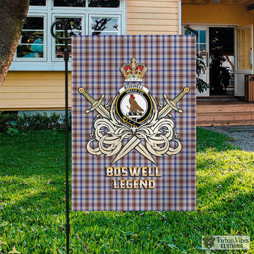 Boswell Tartan Flag with Clan Crest and the Golden Sword of Courageous Legacy