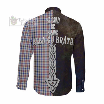 Boswell Tartan Family Crest Long Sleeve Button Shirt Alba Gu Brath Be Brave Lion Ancient Style Men's Shirt - Tartan Vibes Clothing