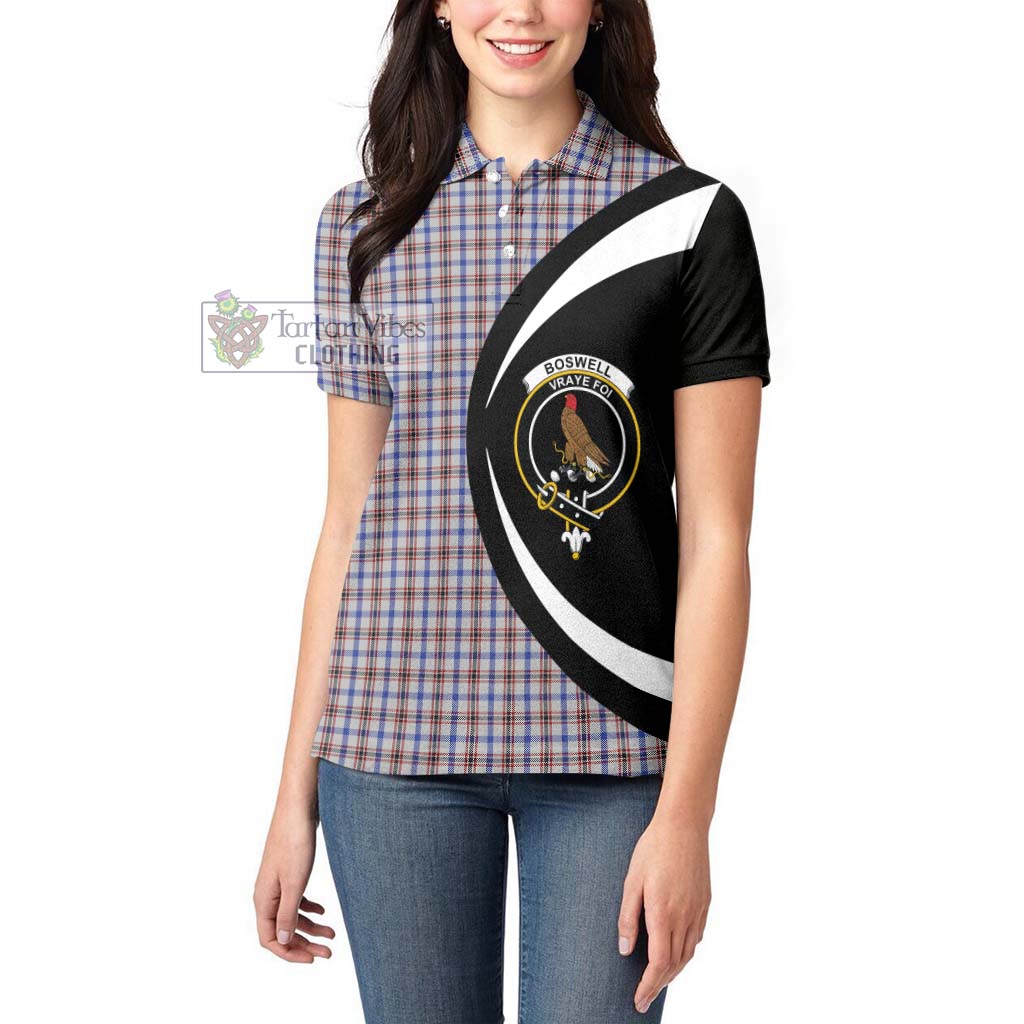 Boswell Tartan Women's Polo Shirt with Family Crest Circle Style - Tartan Vibes Clothing