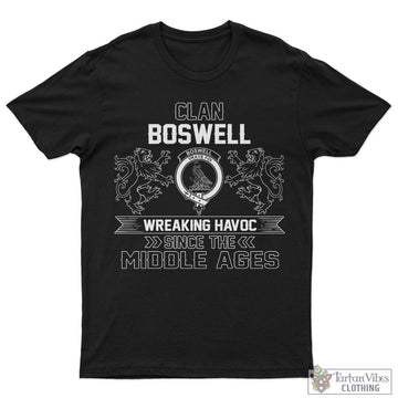 Boswell Family Crest 2D Cotton Men's T-Shirt Wreaking Havoc Style