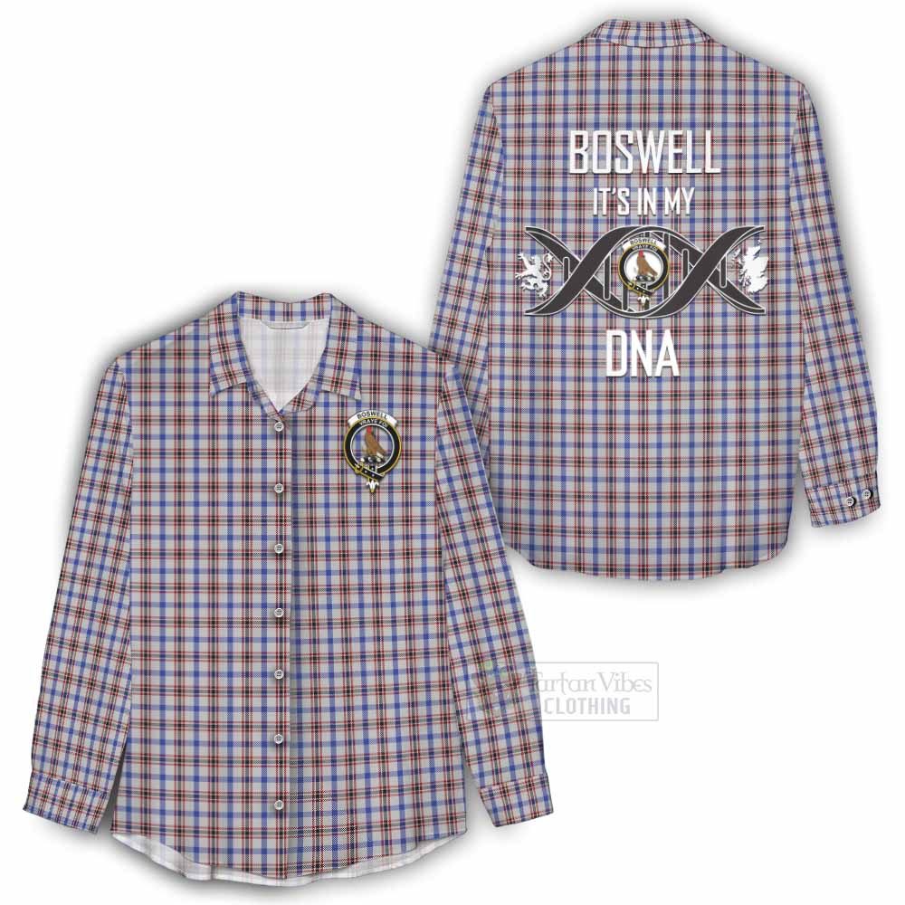 Tartan Vibes Clothing Boswell Tartan Women's Casual Shirt with Family Crest DNA In Me Style