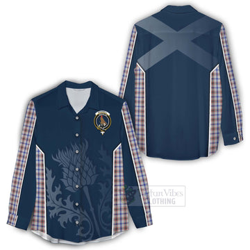 Boswell Tartan Women's Casual Shirt with Family Crest and Scottish Thistle Vibes Sport Style