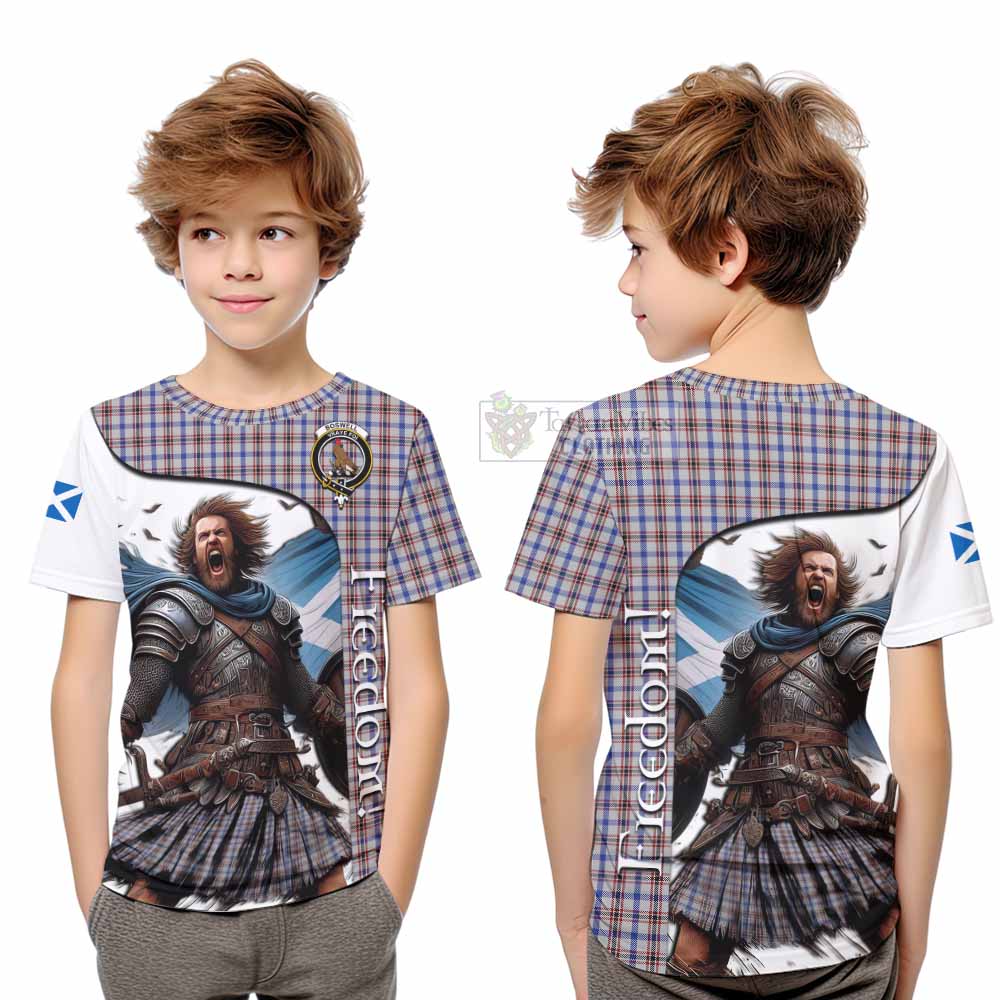 Tartan Vibes Clothing Boswell Crest Tartan Kid T-Shirt Inspired by the Freedom of Scottish Warrior