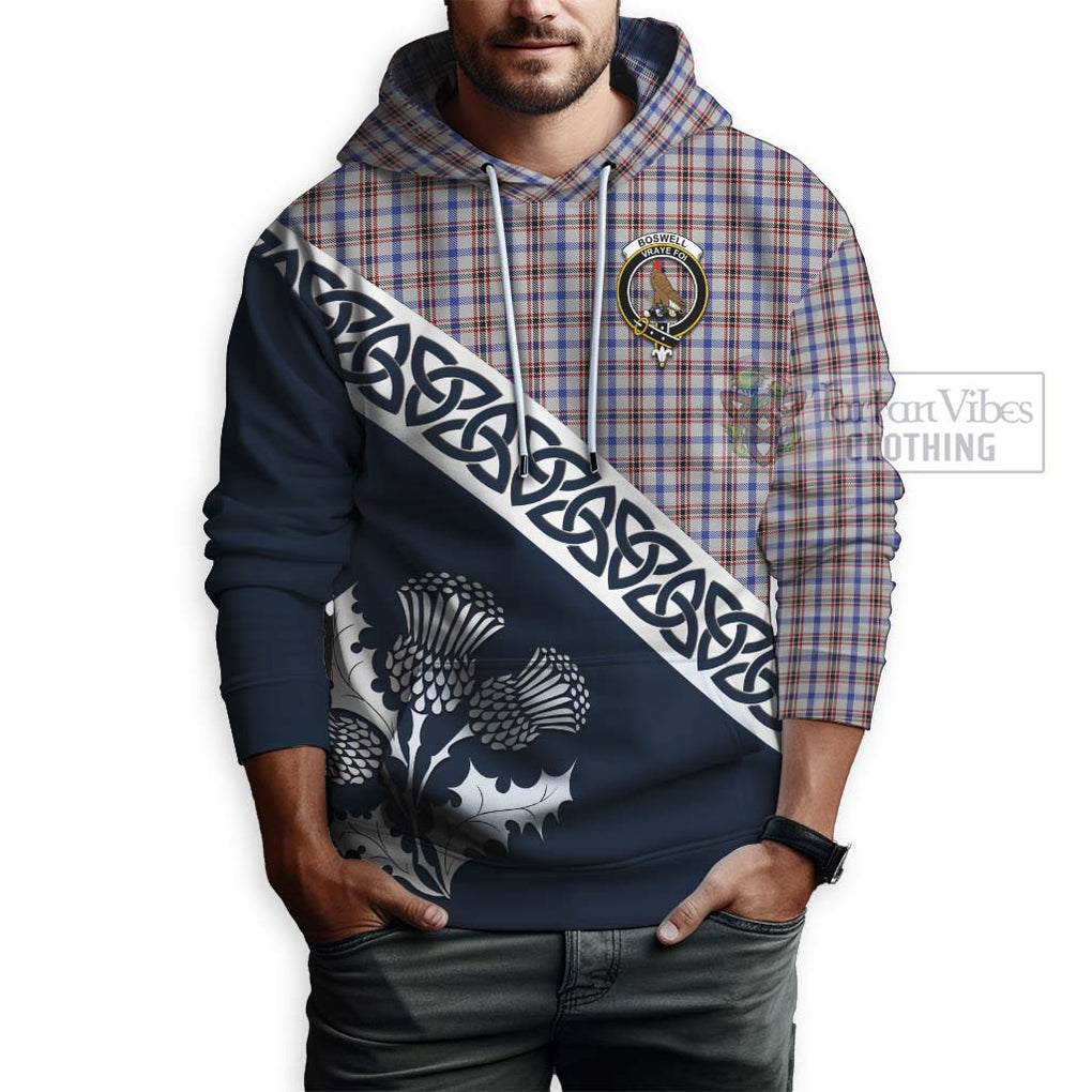 Tartan Vibes Clothing Boswell Tartan Hoodie Featuring Thistle and Scotland Map