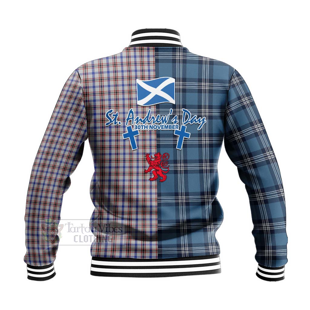 Tartan Vibes Clothing Boswell Tartan Baseball Jacket Happy St. Andrew's Day Half Tartan Style