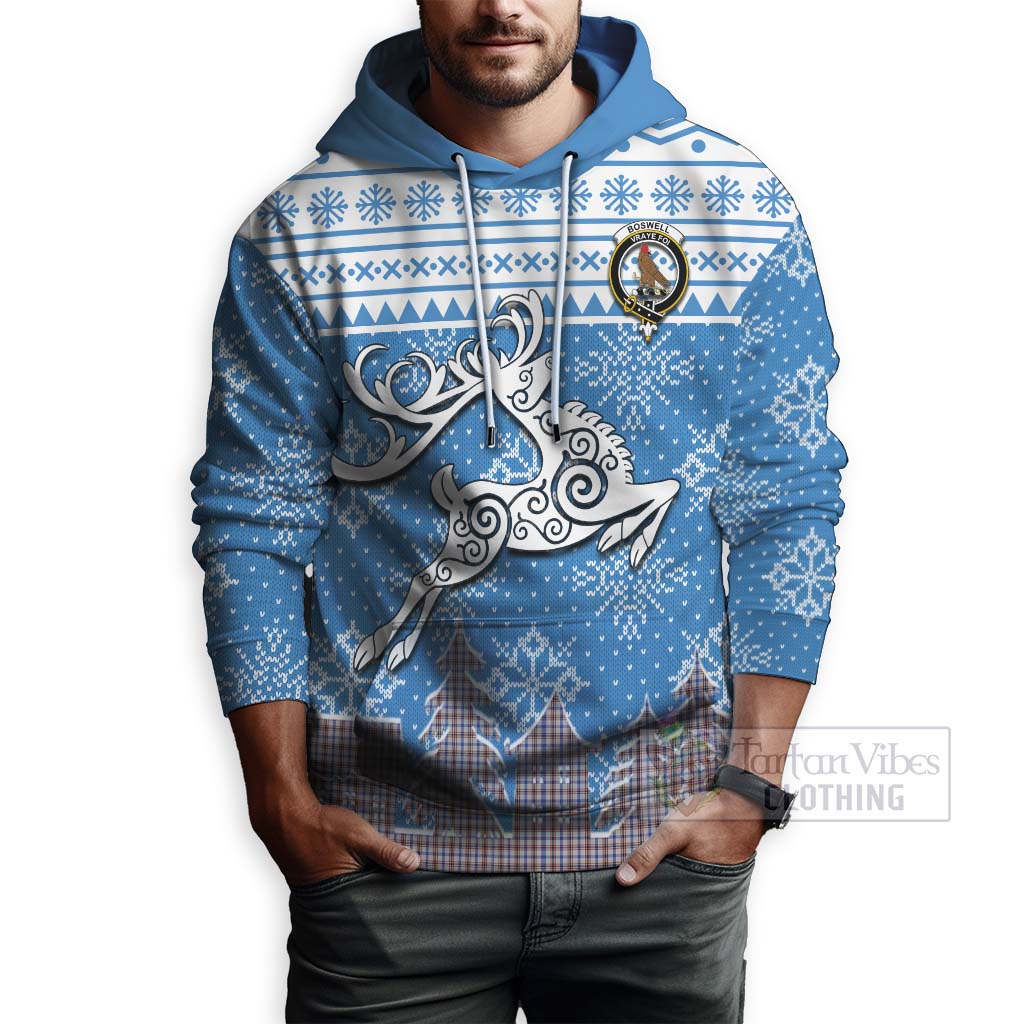 Tartan Vibes Clothing Boswell Clan Christmas Hoodie Celtic Reindeer Style