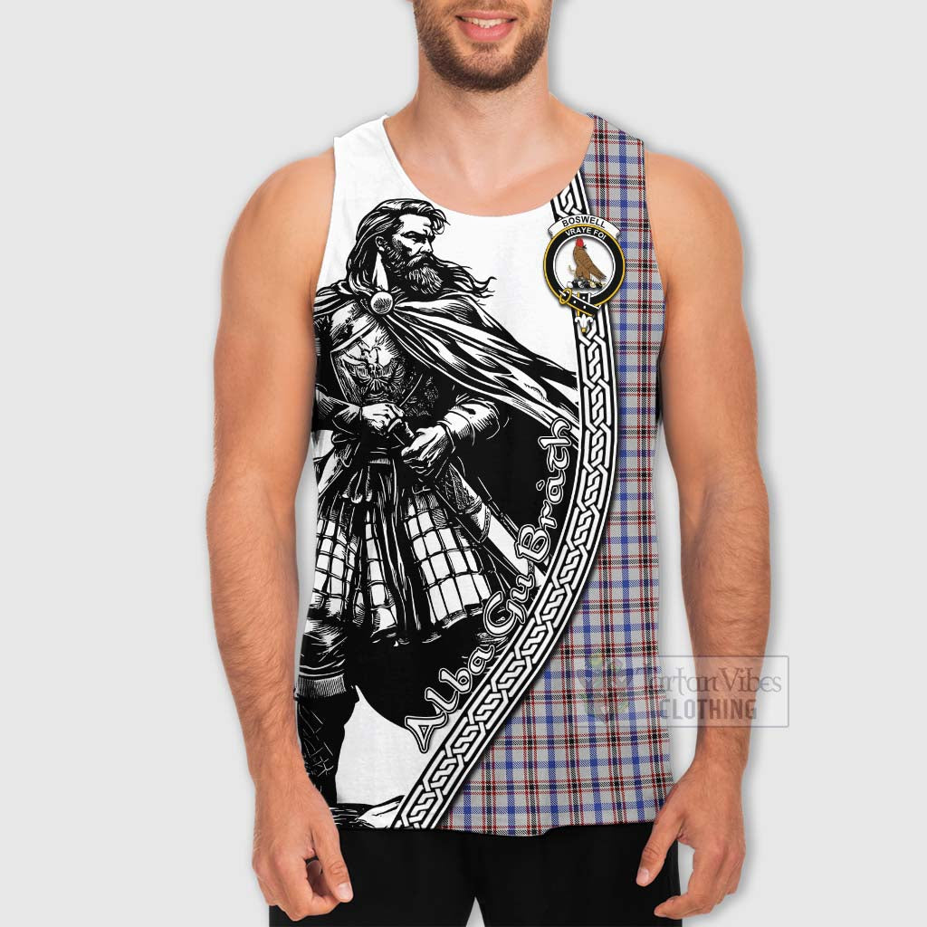 Tartan Vibes Clothing Boswell Tartan Clan Crest Men's Tank Top with Highlander Warrior Celtic Style