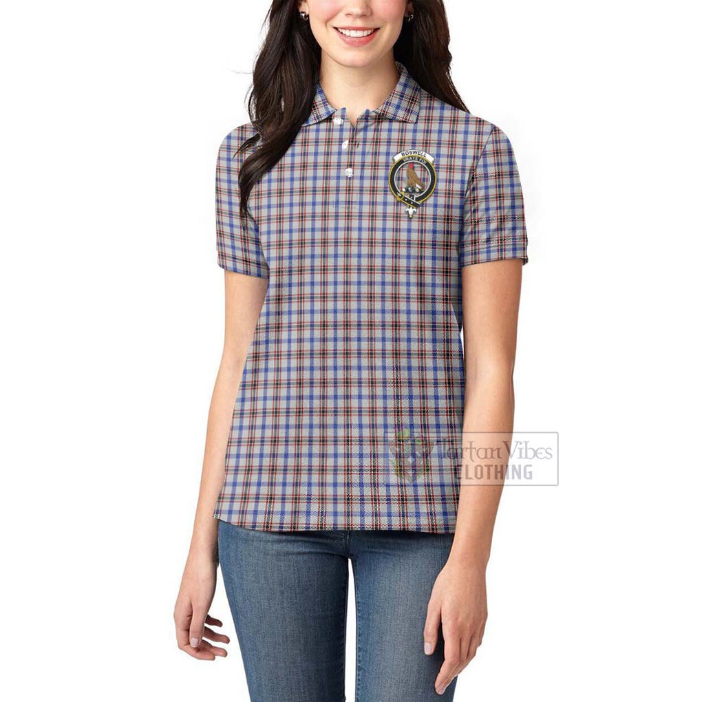 Tartan Vibes Clothing Boswell Tartan Women's Polo Shirt with Family Crest Celtic Skull Style