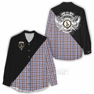 Boswell Tartan Women's Casual Shirt with Family Crest and Military Logo Style