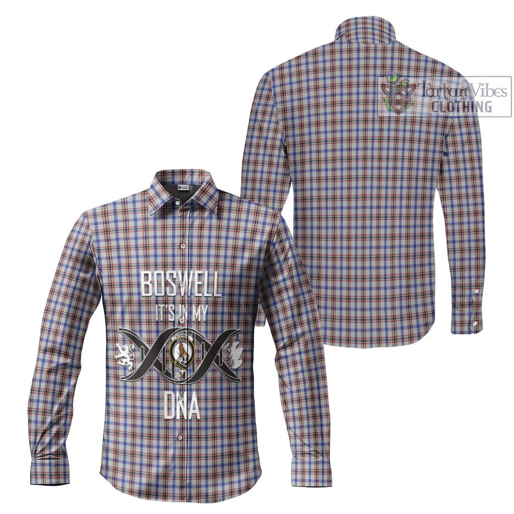 Boswell Tartan Long Sleeve Button Shirt with Family Crest DNA In Me Style Men's Shirt - Tartanvibesclothing Shop