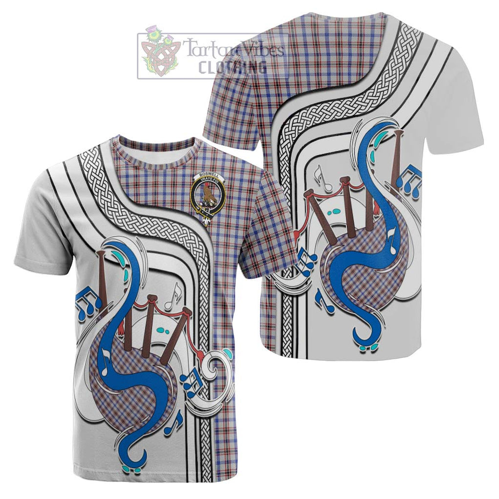 Tartan Vibes Clothing Boswell Tartan Cotton T-shirt with Epic Bagpipe Style