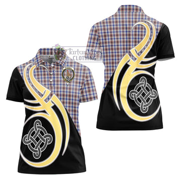 Boswell Tartan Women's Polo Shirt with Family Crest and Celtic Symbol Style