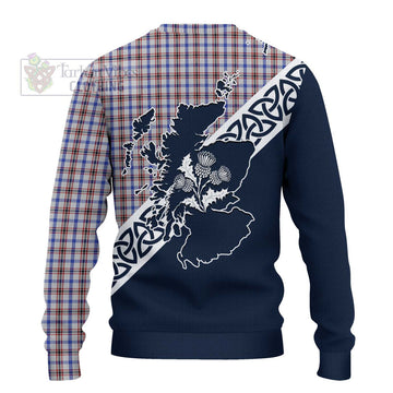 Boswell Tartan Ugly Sweater Featuring Thistle and Scotland Map