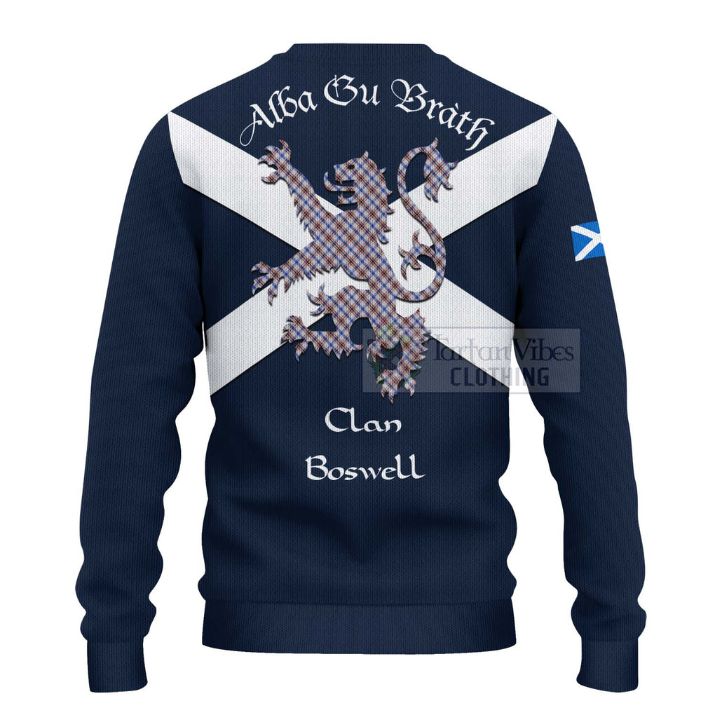 Tartan Vibes Clothing Boswell Tartan Lion Rampant Knitted Sweater – Proudly Display Your Heritage with Alba Gu Brath and Clan Name