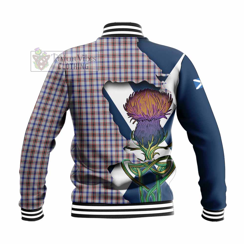 Boswell Tartan Family Crest Baseball Jacket Scottish Thistle Celtic Inspired - Tartan Vibes Clothing
