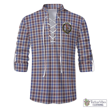 Boswell Tartan Men's Scottish Traditional Jacobite Ghillie Kilt Shirt with Family Crest