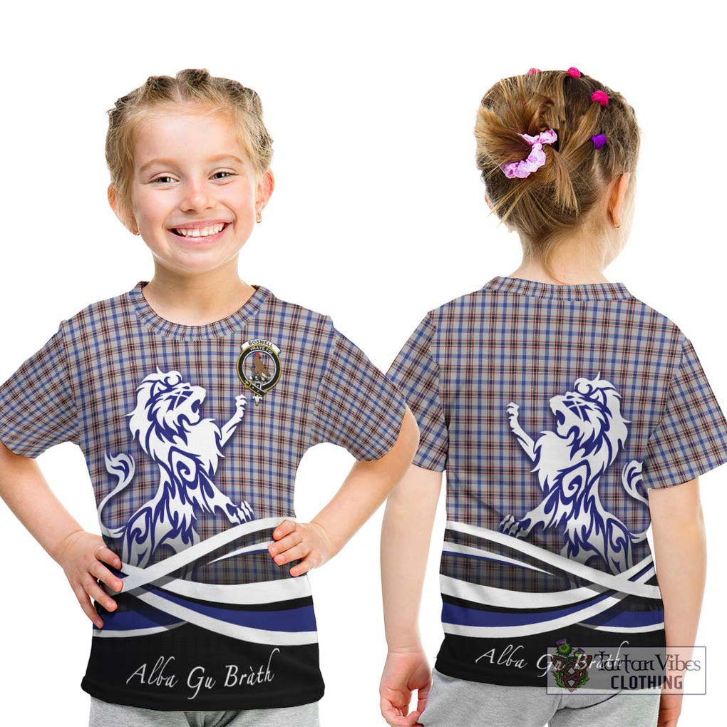 Boswell Tartan Kid T-Shirt with Alba Gu Brath Regal Lion Emblem - Tartanvibesclothing Shop