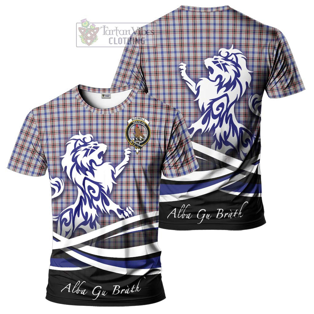 Tartan Vibes Clothing Boswell Tartan Cotton T-shirt with Alba Gu Brath Regal Lion Emblem