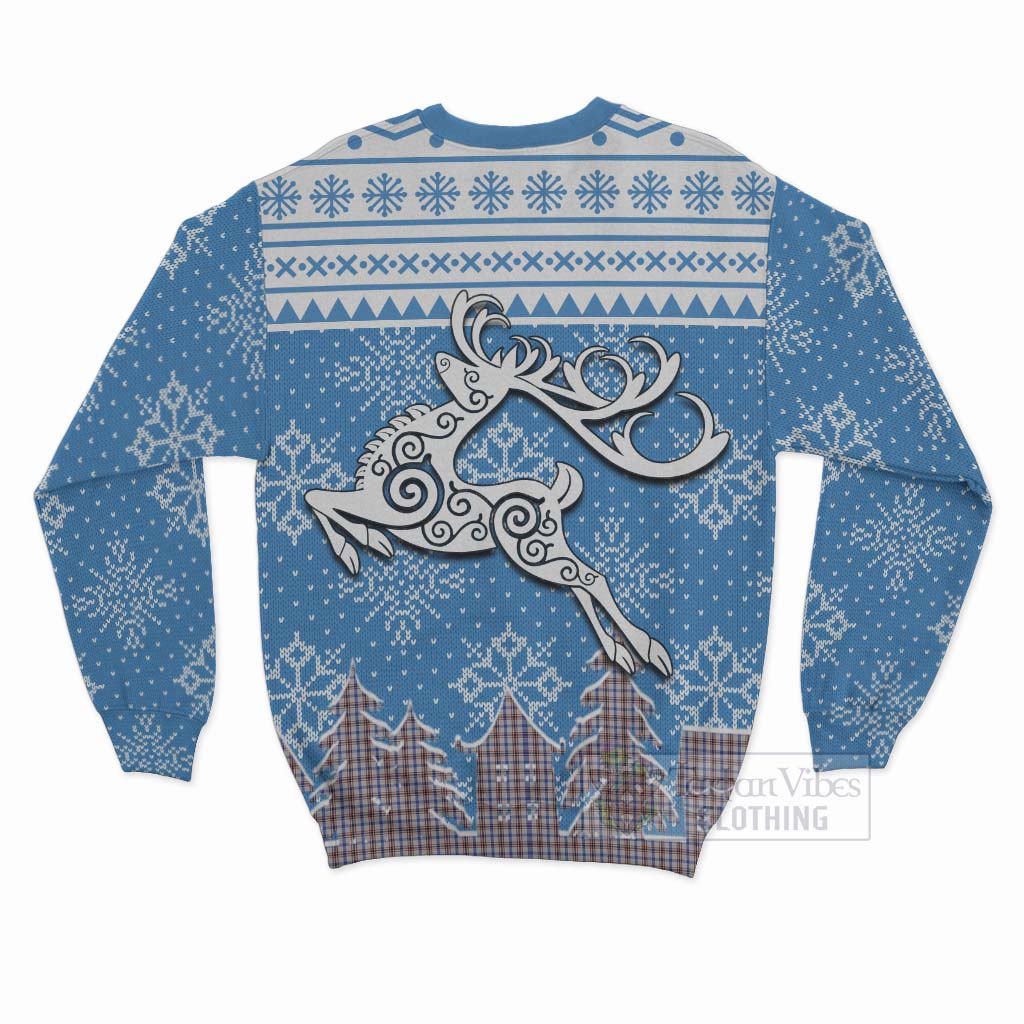 Tartan Vibes Clothing Boswell Clan Christmas Sweatshirt Celtic Reindeer Style