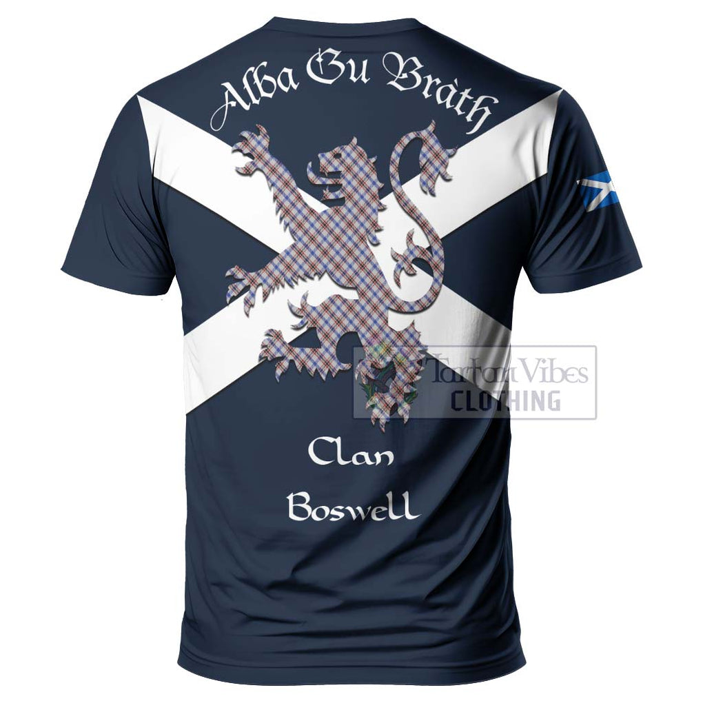 Tartan Vibes Clothing Boswell Tartan Lion Rampant T-Shirt – Proudly Display Your Heritage with Alba Gu Brath and Clan Name